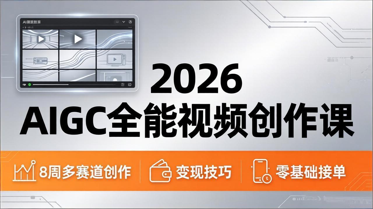 2026AIGC全能视频创作课，8周吃透多赛道创作+变现，零基础也能高效出片接单-九九网创