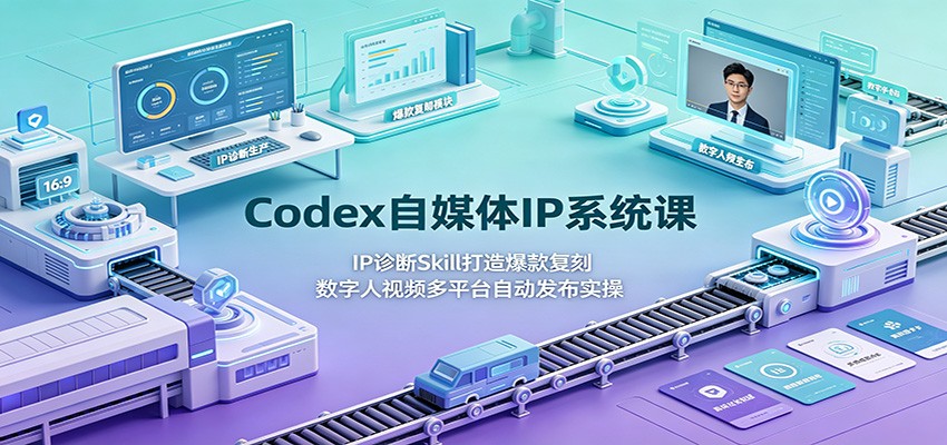 Codex自媒体IP系统课：IP诊断Skill打造爆款复刻，数字人视频多平台自动发布实操-九九网创