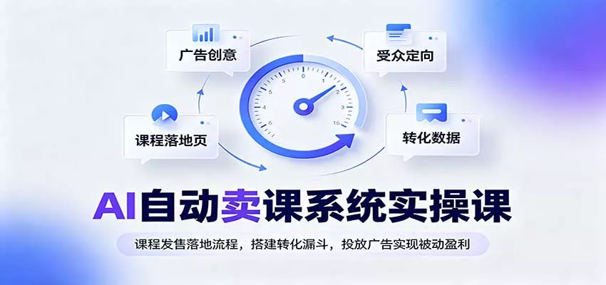 AI自动卖课系统实操课：课程发售落地流程，搭建转化漏斗，投放广告实现被动盈利-九九网创