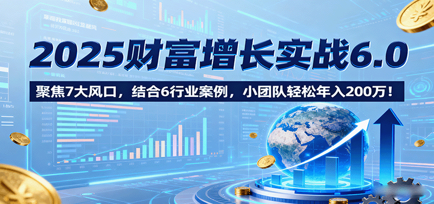 2025财富增长实战6.0，聚焦7大风口，结合6行业案例，小团队轻松年入200万！-九九网创