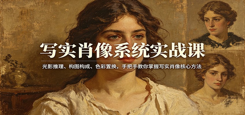 写实肖像系统实战课：光影推理、构图构成、色彩置换，手把手教你掌握写实肖像核心方法-九九网创
