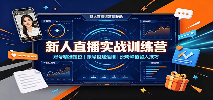 新人直播实战训练营：账号精准定位，账号搭建运维，涨粉峰值留人技巧-九九网创