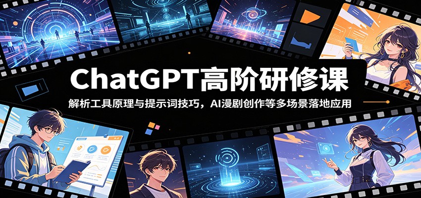 ChatGPT高阶研修课:解析工具原理与提示词技巧,AI漫剧创作等多场景落地应用-九九网创
