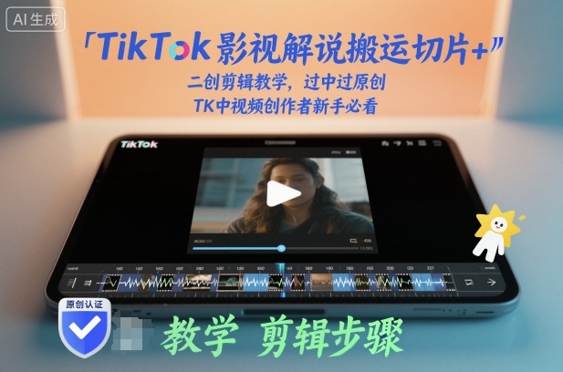 TikTok影视解说搬运切片+二创剪辑教学,过中过原创,TK中视频创作者新手必看-九九网创