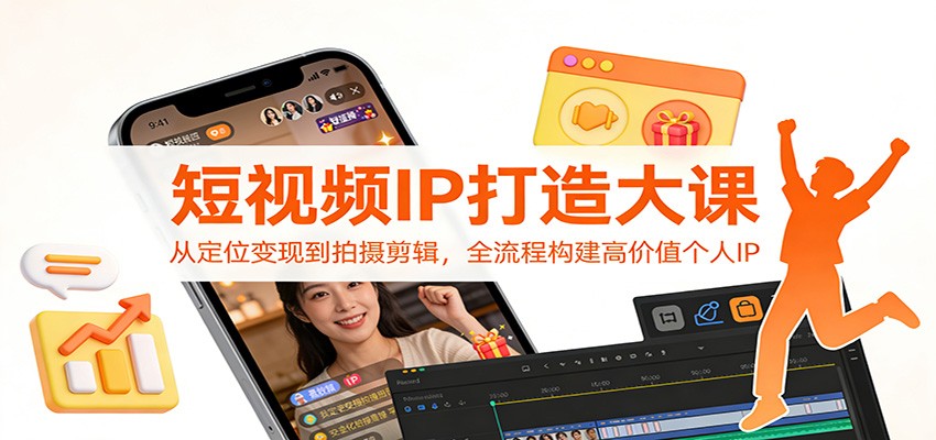 短视频IP打造大课：从定位变现到拍摄剪辑，全流程构建高价值个人IP-九九网创