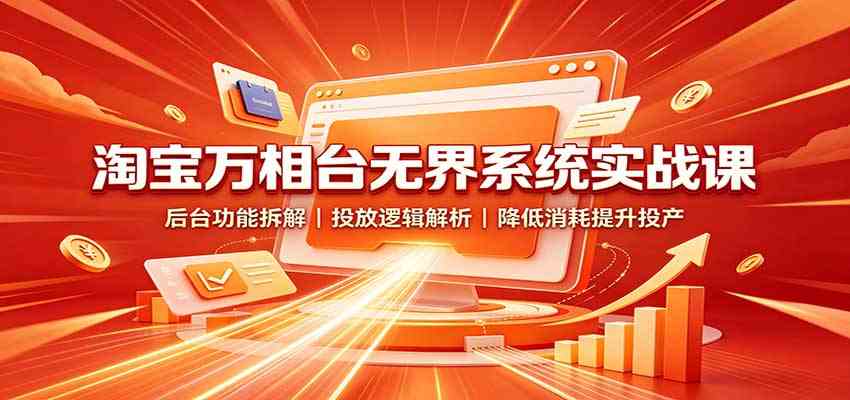 淘宝万相台无界系统实战课：后台功能拆解，投放逻辑解析，降低消耗提升投产-九九网创