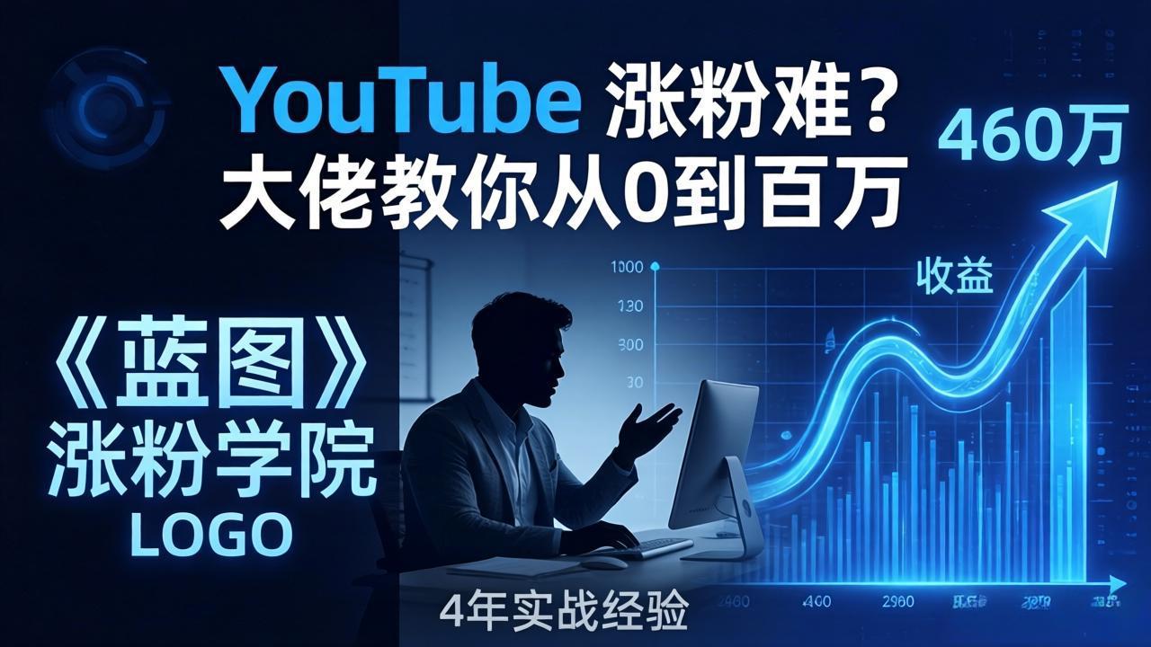 YouTube 涨粉难?《蓝图涨粉学院》:4 年赚 460 万的大佬教策略,从0到百万有路径!-九九网创