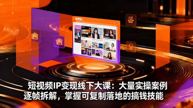 短视频IP变现线下大课：大量实操案例逐帧拆解，掌握可复制落地的搞钱技能-九九网创