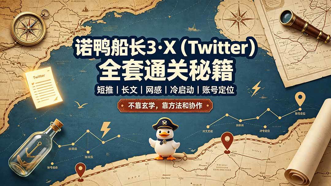 （19215期）诺鸭船长3·X（Twitter）全套通关秘籍，短推、长文、网感、冷启动、账号定位，不靠玄学，靠方法和协作-九九网创