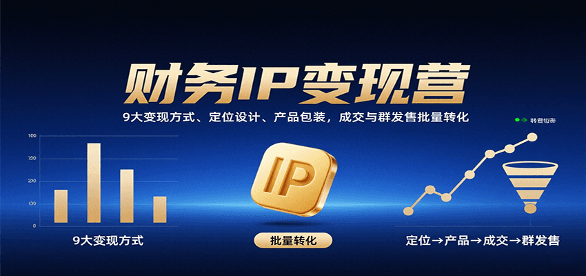 财务IP变现营：9大变现方式、定位设计、产品包装，成交与群发售批量转化-九九网创