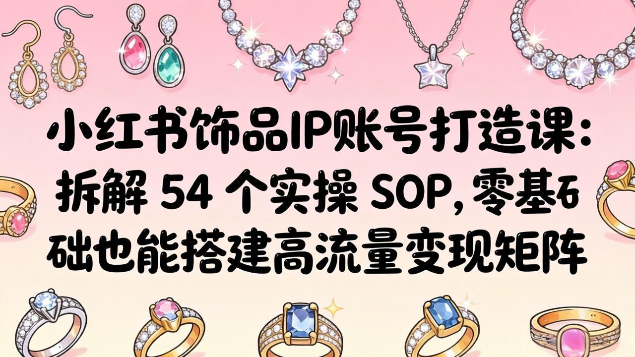 小红书饰品IP账号打造课：拆解 54 个实操 SOP，零基础也能搭建高流量变现矩阵-九九网创