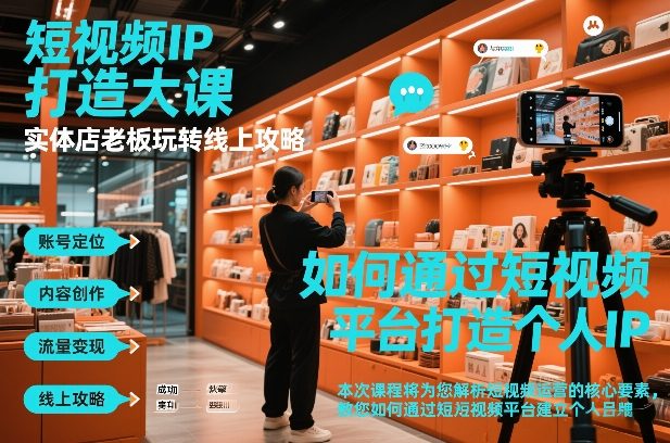 短视频ip打造大课，实体店老板玩转线上攻略-九九网创
