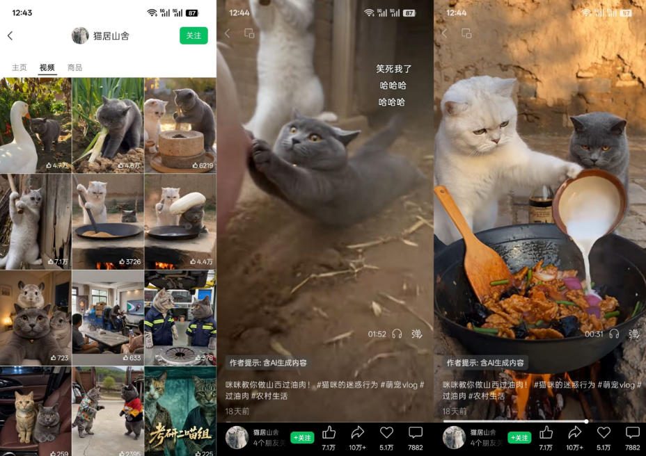 猫咪慢生活短视频教学，AI搞笑萌宠赛道，视频号分成+精选独家+伙伴计划+商单收徒等多种变现方式-九九网创