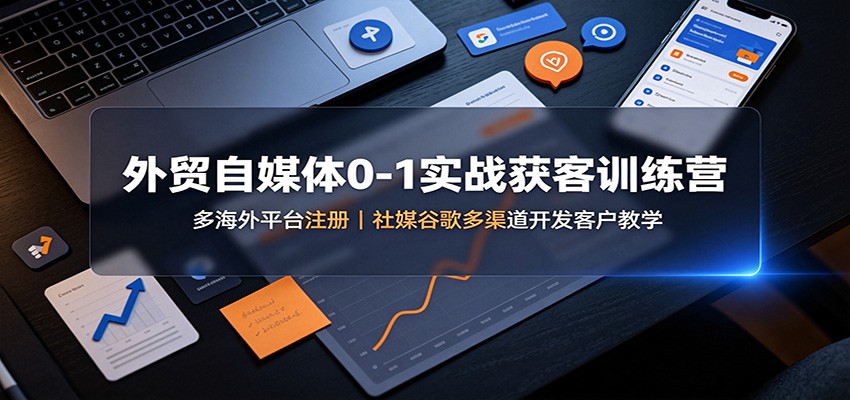 外贸自媒体0-1实战获客训练营：多海外平台注册，社媒谷歌多渠道开发客户教学-九九网创