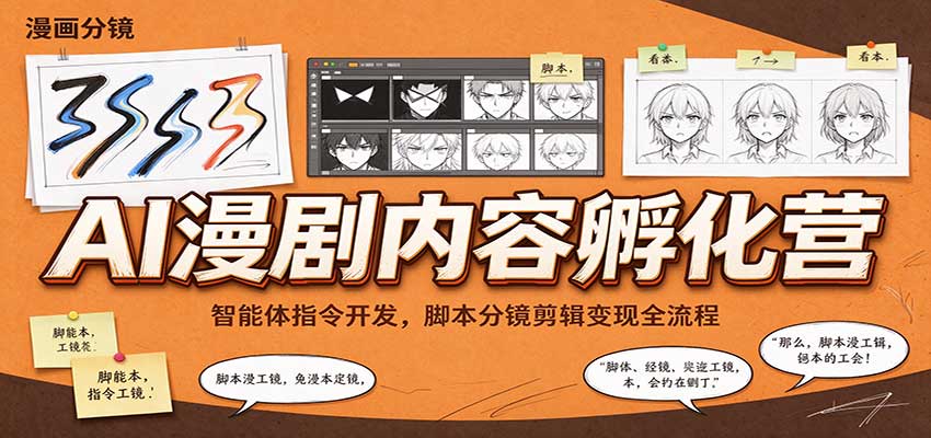 AI漫剧内容孵化营：智能体指令开发，脚本分镜剪辑变现全流程-九九网创