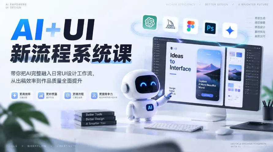 【无水印】AI+UI新流程系统课，带你把AI完整融入日常UI设计工作流，从出稿效率到作品质量全面提升(2026第4期)-九九网创