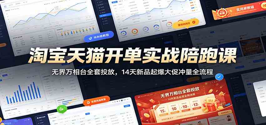 淘宝天猫开单实战陪跑课：无界万相台全套投放，14天新品起爆大促冲量全流程-九九网创