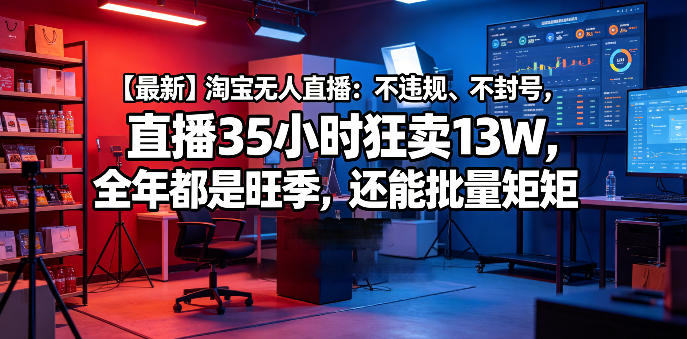 【最新】淘宝无人直播：不违规、不封号，直播35小时狂卖13W，全年都是旺季，还能批量矩阵操作【揭秘】-九九网创