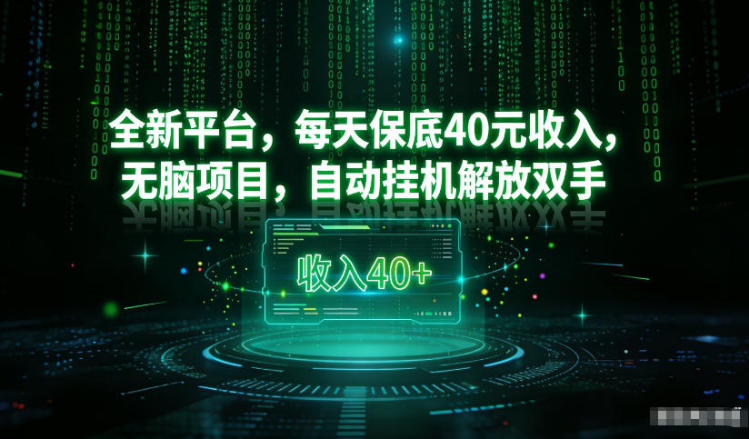 最新看广平台，每天保底30-4米，无脑项目，自动挂G解放双手【揭秘】-九九网创