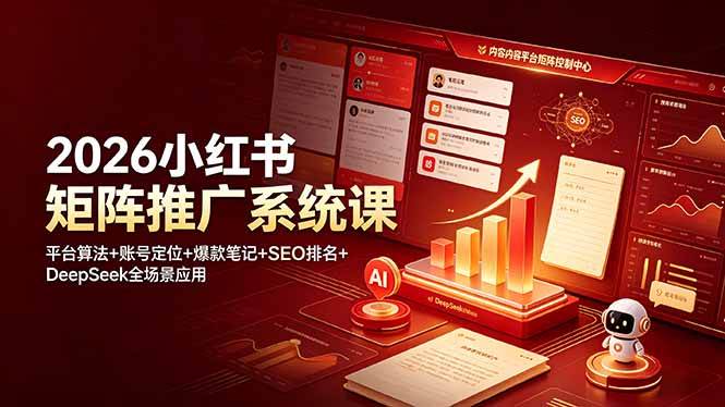（19129期）2026小红书矩阵推广系统课：平台算法+账号定位+爆款笔记+SEO排名+DeepSeek全场景应用-九九网创