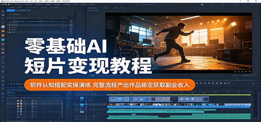 零基础AI短片变现教程:软件认知搭配实操演练,完整流程产出作品稳定获取副业收入-九九网创