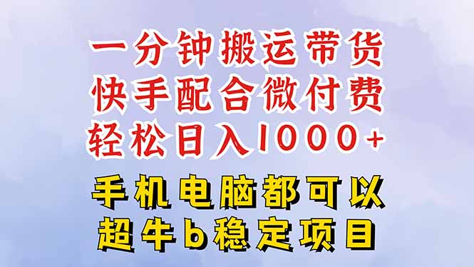 快手黑科技一分钟搬运带货，一刀不剪过原创，微付费投流玩法，轻松日入…-九九网创