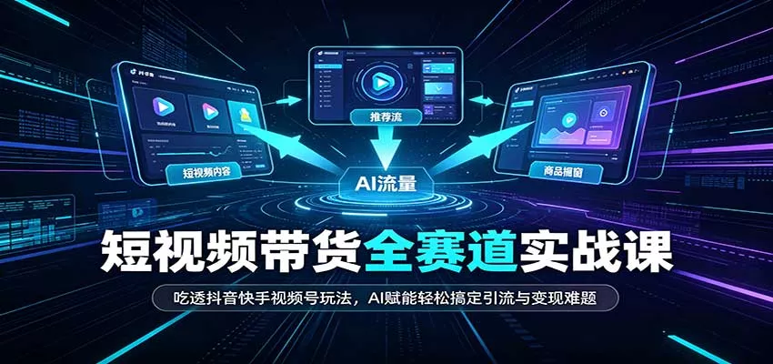 短视频带货全赛道：吃透抖音快手视频号玩法，AI赋能轻松搞定引流与变现难题-九九网创