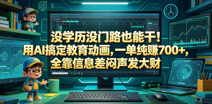 没学历没门路也能干!用AI搞定教育动画,一单纯賺700+,全靠信息差闷声发大财【揭秘】-九九网创