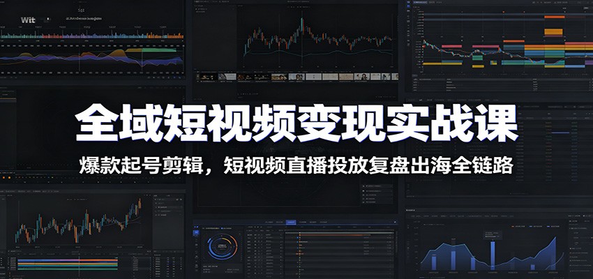 全域短视频变现实战课：爆款起号剪辑，短视频直播投放复盘出海全链路-九九网创