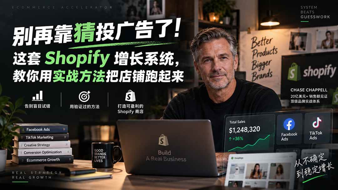 （20367期）别再靠猜投广告了！这套 Shopify 增长系统，教你用实战方法把店铺跑起来【原创双语字幕】-九九网创