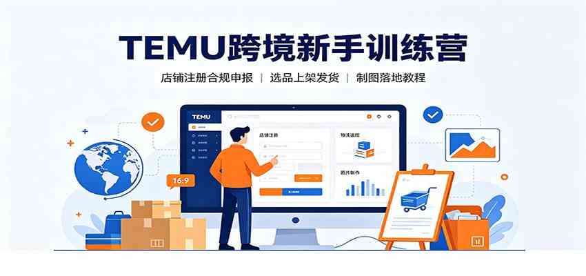 TEMU跨境新手训练营：店铺注册合规申报，选品上架发货制图落地教程-九九网创