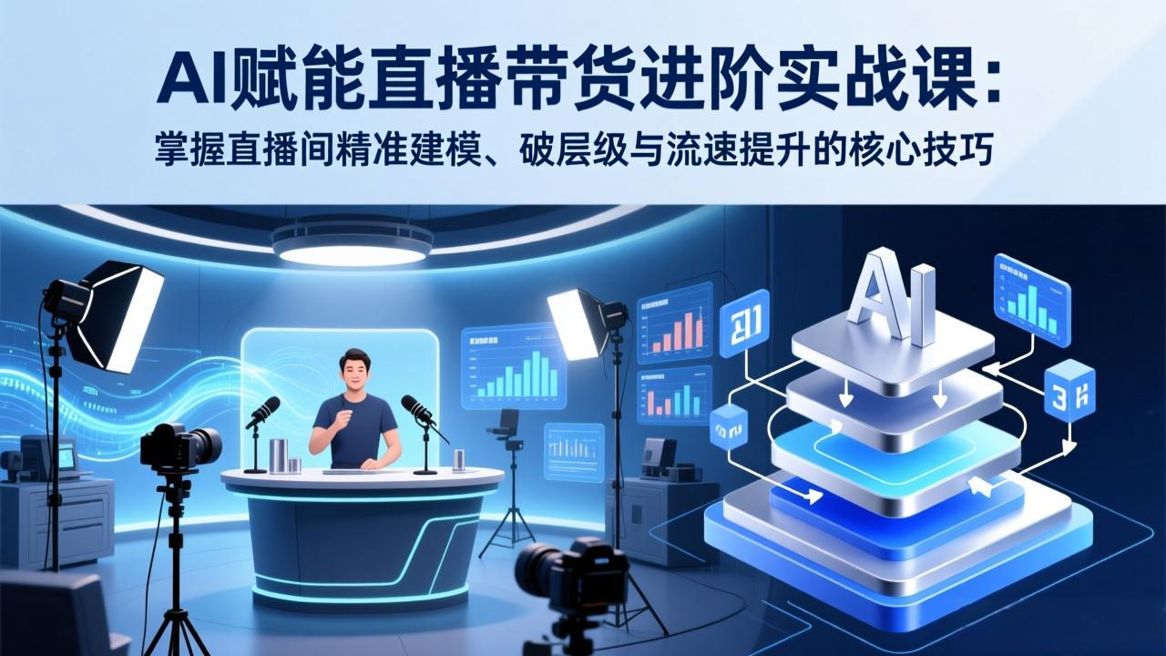 AI赋能直播带货进阶实战课：掌握直播间精准建模、破层级与流速提升的核心技巧-九九网创