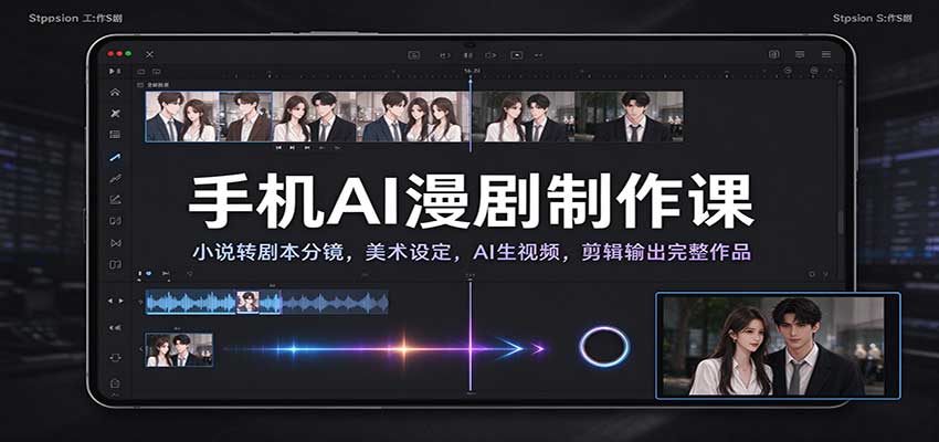 手机AI漫剧制作课:小说转剧本分镜,美术设定,AI生视频,剪辑输出完整作品-九九网创