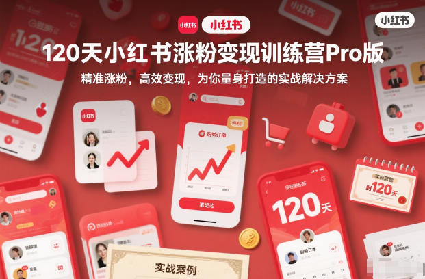 120天小红书涨粉变现训练营Pro版，精准涨粉，高效变现，为你量身打造的实战解决方案-九九网创