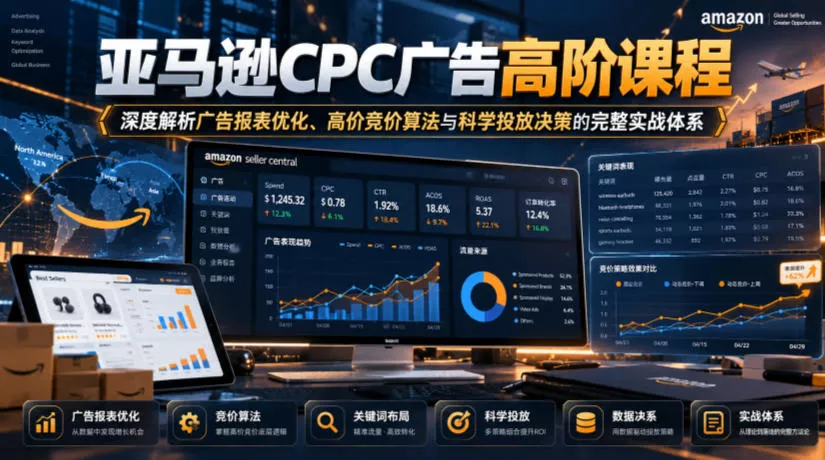 亚马逊CPC广告高阶课程，深度解析广告报表优化、高价竞价算法与科学投放决策的完整实战体系-九九网创