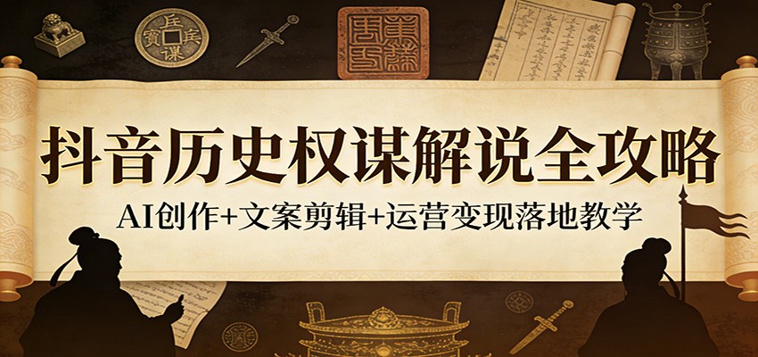 抖音历史权谋解说全攻略：AI创作+文案剪辑+运营变现落地教学-九九网创