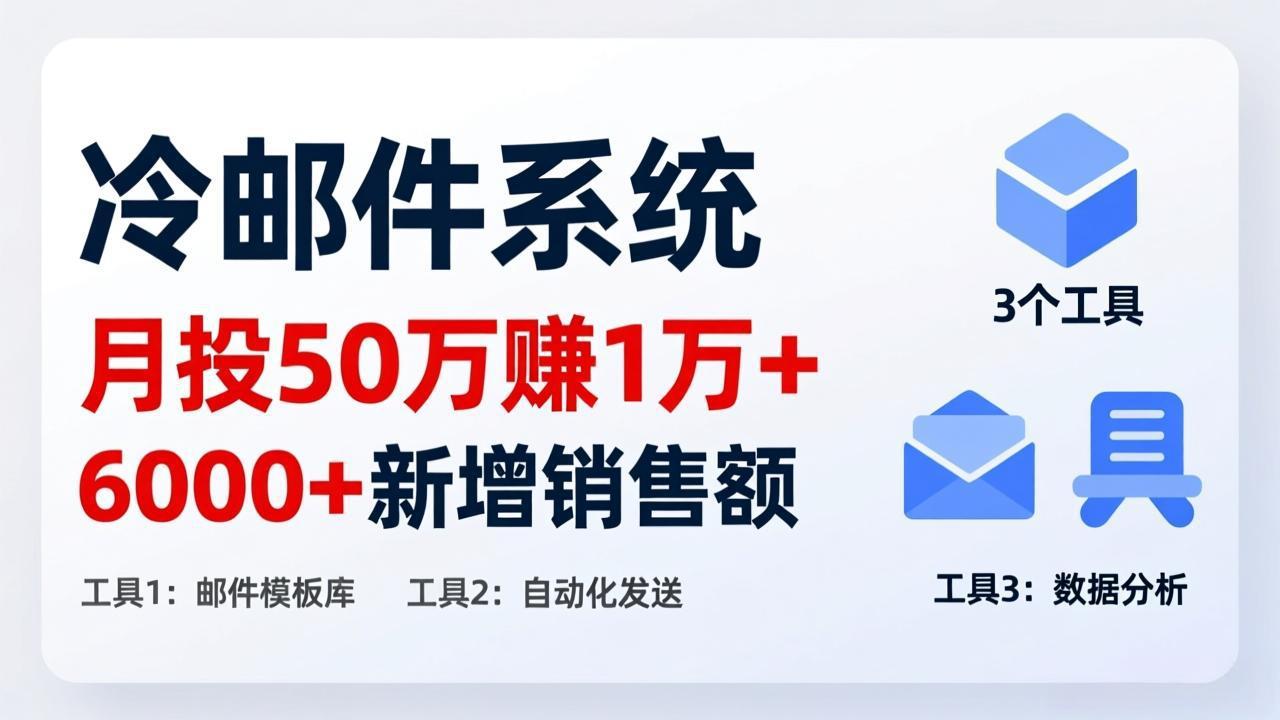 月投 50 刀赚 1 万 +!冷邮件系统:6000 + 新增销售额,靠 3 个工具轻松搞-九九网创