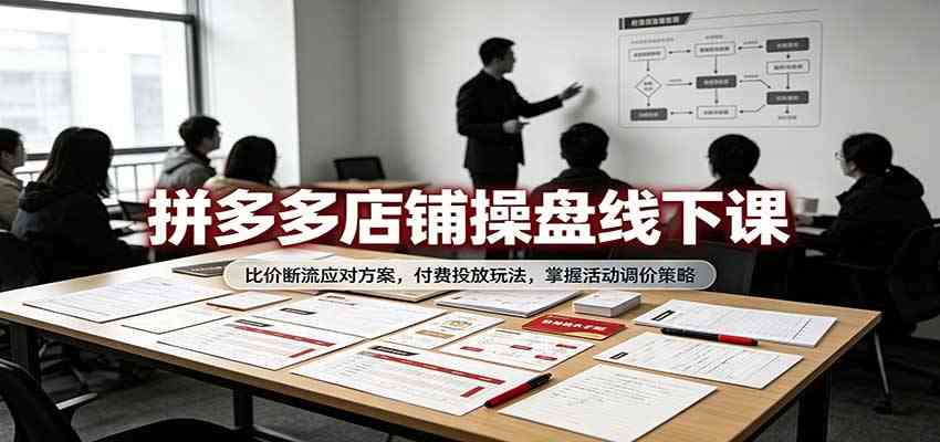 拼多多店铺操盘线下课：比价断流应对方案，付费投放玩法，掌握活动调价策略-九九网创