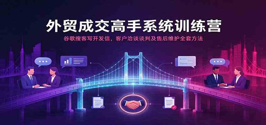 外贸成交高手系统训练营：谷歌搜客写开发信，客户洽谈谈判及售后维护全套方法-九九网创