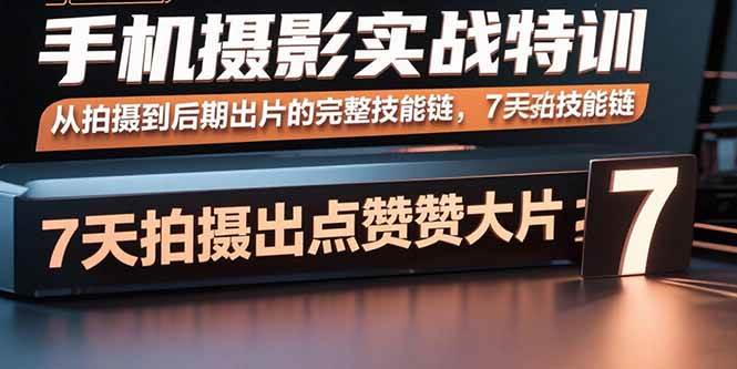 （15949期）手机摄影实战特训，从拍摄到后期出片的完整技能链，7天拍出点赞大片-九九网创