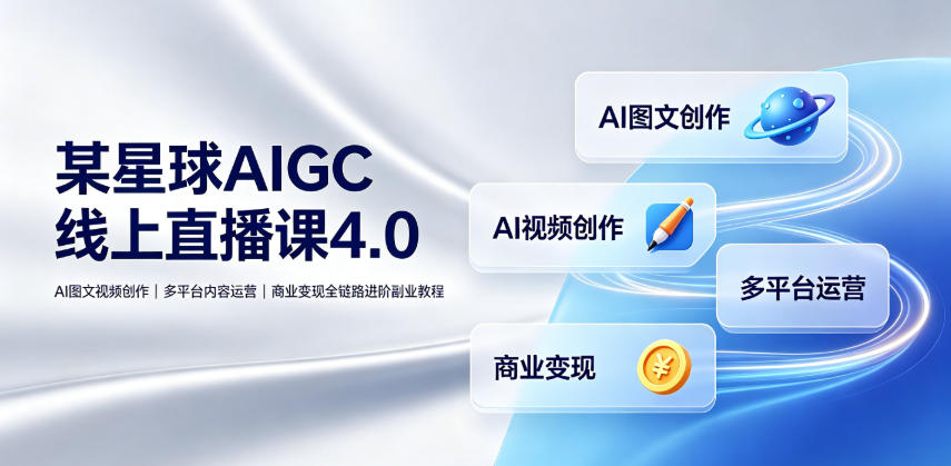某星球AIGC线上直播课4.0｜AI图文视频创作、多平台内容运营、商业变现全链路进阶副业教程-九九网创