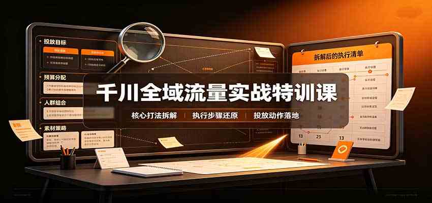 千川全域流量实战特训课:拆解全域投放实操核心打法-九九网创