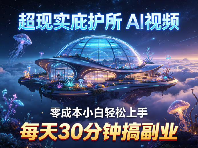 超现实庇护所AI视频项目拆解,零成本小白轻松上手,每天30分钟搞副业-九九网创