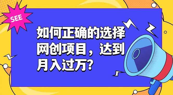 (19176期)如何正确的选择网创项目,达到月入过万?,本课程教你正确选择项目。-九九网创