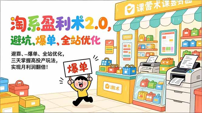 淘系盈利术2.0，避坑、爆单、全站优化，三天掌握高投产玩法，实现月利润翻倍！-九九网创