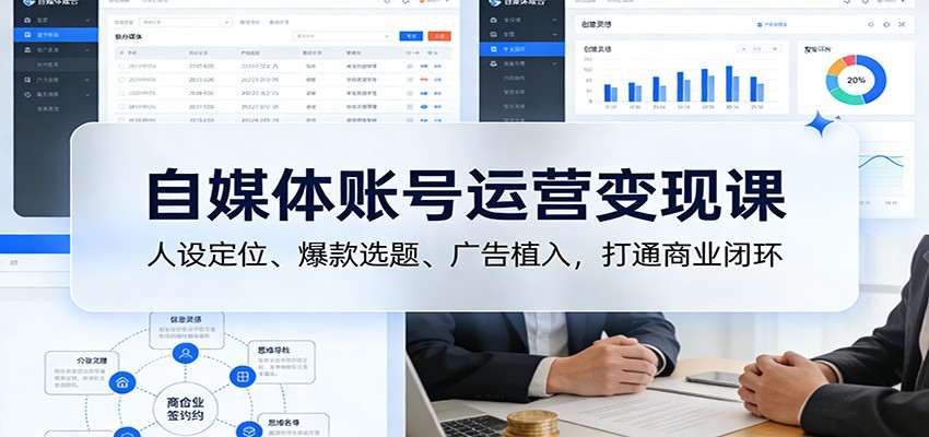 自媒体账号运营变现课：人设定位、爆款选题、广告植入，打通商业闭环-九九网创