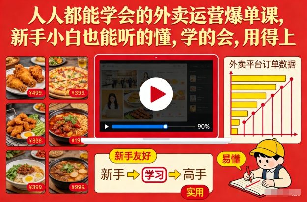 人人都能学会的外卖运营爆单课，新手小白也能听的懂，学的会，用得上-九九网创