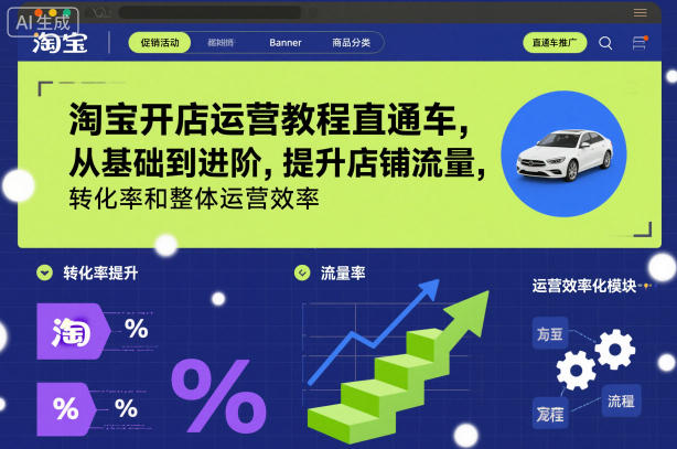 淘宝开店运营教程直通车，从基础到进阶，提升店铺流量，转化率和整体运营效率（更新26年07月11日）-九九网创