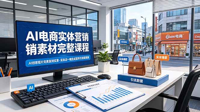（19076期）AI电商实体营销素材完整课程，AI创意短片完美复刻实景，实体店一键生成宣传引流短视频-九九网创