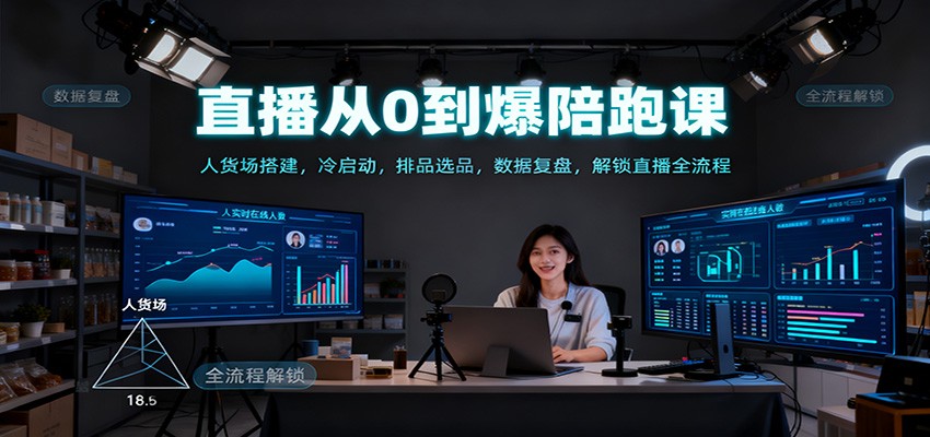 直播从0到爆陪跑课：人货场搭建，冷启动，排品选品，数据复盘，解锁直播全流程-九九网创